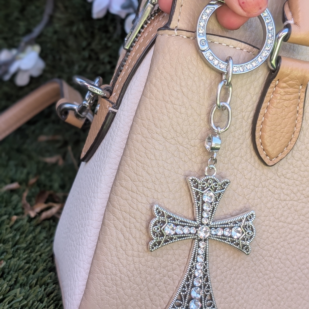 CHRISTIAN BIBLE FAITH handbag jewelry charm custom keychain purse bling Cross